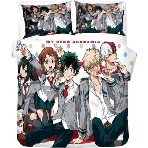 3D Cartoon Printed Anime My Hero Academia Duvet Cover Set Twin Full Queen King Size Bedding Set Bed Linens Bedclothes for Young