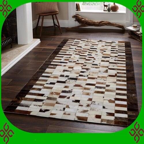 Fashionable art carpet 100% natural genuine cowhide leather tapetes para casa sala