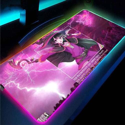 XGZ RGB Mouse Pad Xxl 7-color LED Gaming Carpet Pad Mini Pc Notebook Keyboard Protection Table Mat Deng Leim Anime Mousepad Xxl