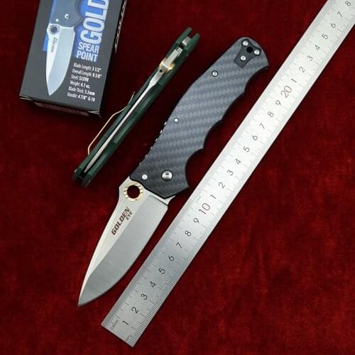 LEMIFSHE Golden Eye Mark S35VN Blade Carbon Fiber / G10 Handle Outdoor Tactical Camp Hunt EDC Tool Pocket Kitchen Folding Knife