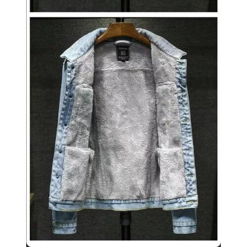 Men Winter Jean Jackets Outerwear Warm Denim Coats New Men Large Size Fleece Liner Thicker Winter Denim Jackets Male Clothing