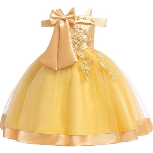 Big Bow Princess Of Girls Baby Birthday Patry Sleeveless Formal Girls Clothes Lace Ball Gown For Girl Dress 2 4 6 8 10 Years