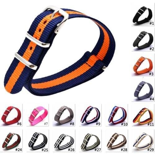 NATO Nylon Strap 16/18/20/22/24mm Strap Army Sports Fabric Nylon Watchband Buckle Belt Colorful Fabric Woven Wristband