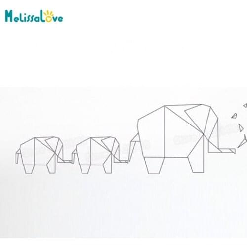 Novel Design Geometric Elephant Walking With Baby Elephant Wall Sticker For Kids Baby Room Nursery Vinyl Decals Art Gift YY813