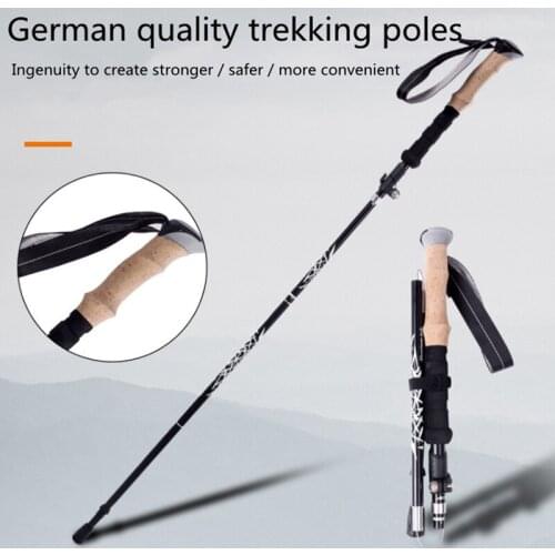 Trekking walking stick Aluminum alloy trekking pole Ultra light camping trekking folding telescopic walking stick