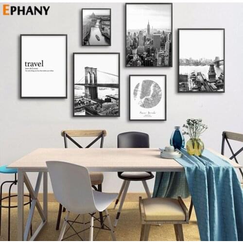 New York City Landscape Poster Black White Scenery Canvas Art Print Wall Painting Decoration Pictures Modern Home Decor