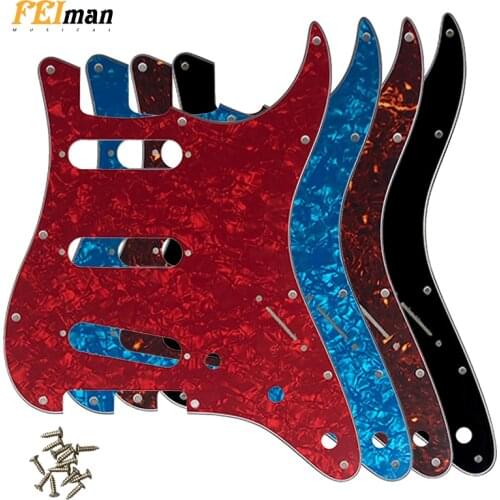 Pleroo 11 Screw Hole Guitar Pickguard for USA/Mexico Fender Stratocaster Standard SSS St Scratch Plate with screws Multi color