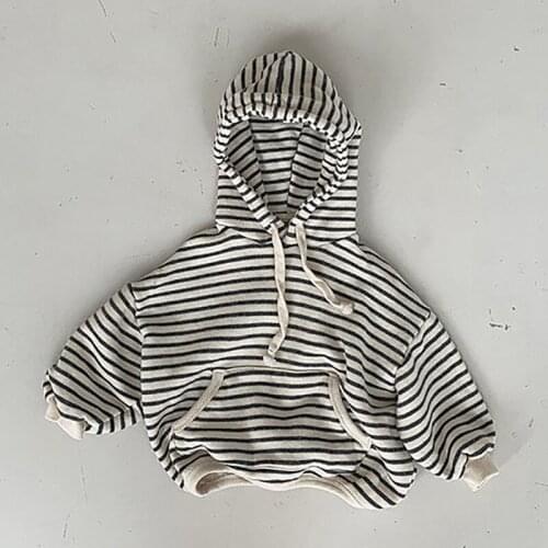 Striped Baby Boys Oversized Hoodies Children Korean Japanese Style Street Sweatshirt 2021 Autumn Kids Toddler Fshion Clothing