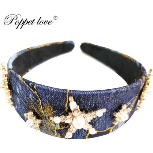 Retro Flower Pentagram Rhinestone Headband Beautiful Festival Fanshion Hair Accessories Fascinator Christmas Girl Women
