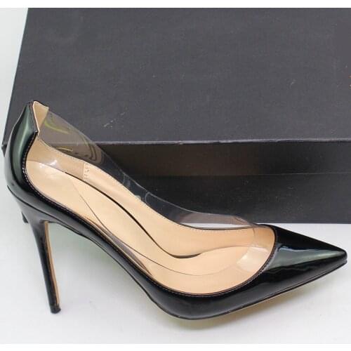 PVC Transparent Fashion Women Shoes Ladies Slip On Sexy Thin High Heels Pointed Toe Thin Heels Wedding Shoes Party Pumps C035A