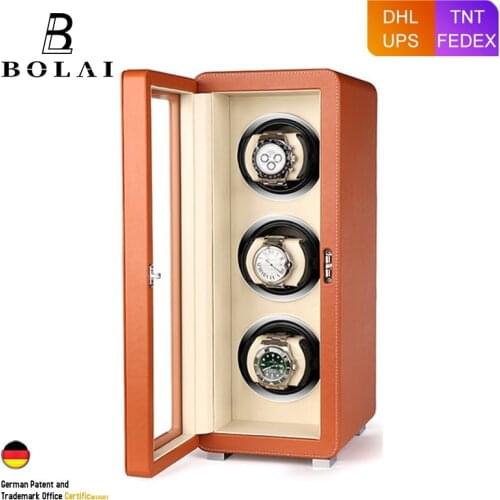 Luxury Watch Winder 3 Slot Automatic Watches Storage Box High Gloss Wood Leather Mabuchi Mute Motor With Remote Control