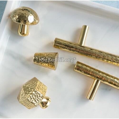 Luxury 4PCS Pure Brass European Hammer Pattern Furniture Handles Drawer Pulls Cupboard Wardrobe Kitchen TV Cabinet Pulls Knobs