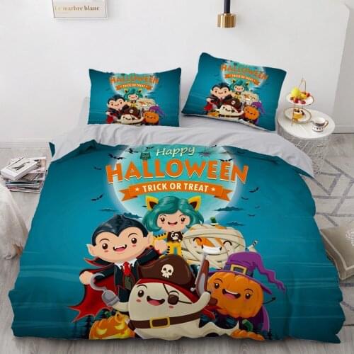 Luxury 3D Halloween Duvet Cover Set Comforter Bedding Set Double King Queen Double Single Size Cartoon Design Custom Bedclothes