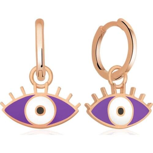 Silverlina Silver Phosphorescent Purple Eye Earrings