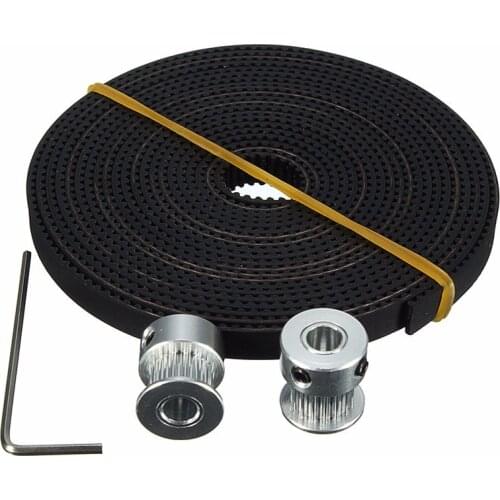 2PCS 16 teeth GT2 Timing Pulley 16T Bore 5mm + 3Meters GT2 Timing Belt Belt Wide 6mm for 3D Printer For RepRap
