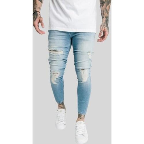 SikSilk Distressed Light Blue Mens Jeans Blue