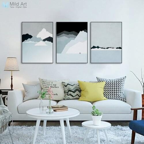 Triptych Modern Abstract Landscape Canvas A4 Art Print Poster Iceland Wall Pictures Living Room Home Decor Paintings Custom