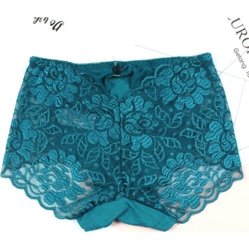 KJA189 Women Sexy Transparent Lace Underwear Briefs Female Large Size Comfortable Lingerie Ladies Mid Waist Panties