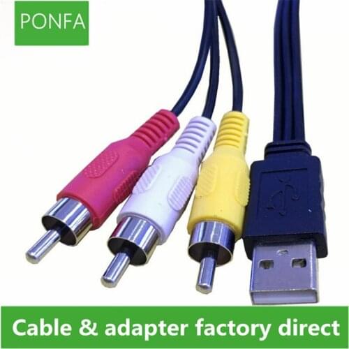 1.5m LONG USB A Male to 3 RCA Phono AV Cable Lead PC TV Aux Audio Video adapter
