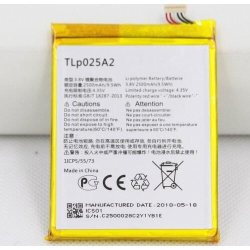 ISUNOO 10pcs/lot 2500mah Internal Replacement Battery for Alcatel One Touch TLp025A2 Battery