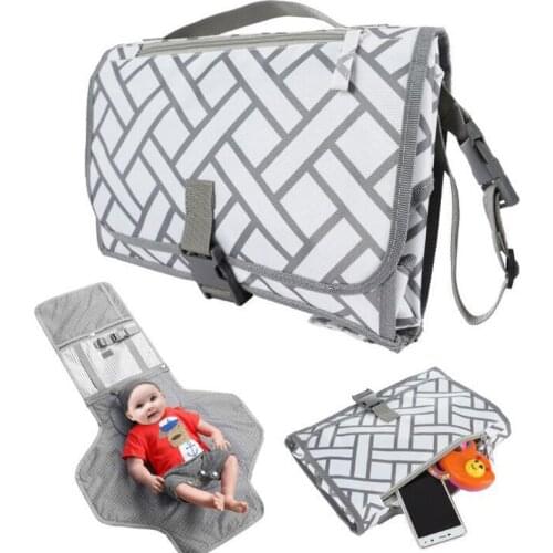 Baby Diapers Bag for Mom Striped Print Waterproof Maternity Bag Reusable Cotton Stroller Bag Organizer for Baby Nappies
