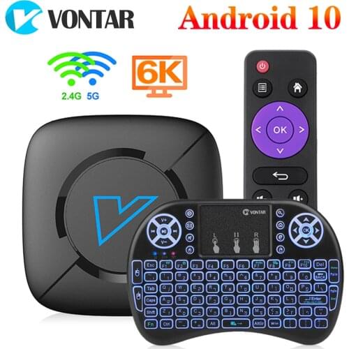 VONTAR V6 TV Box Android 10 4G 64GB Support 1080p 4K 3D Dual wifi BT5.0 Google Voice Player Store Youtube Android TV Set Top Box