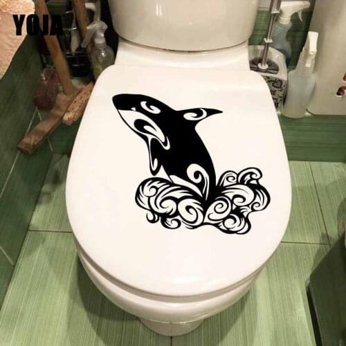 YOJA 24.5X18.5CM Wall Sticker Art Mural Animal Big Fish Whale Sea Home Decor Toilet Decal T5-0478