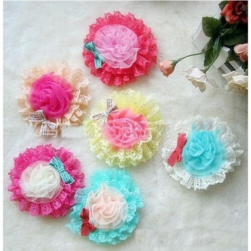 South Korean popular girls accessories wholesale childrens elegant chiffon flowers hollow out hair hairpin side clamp brooch