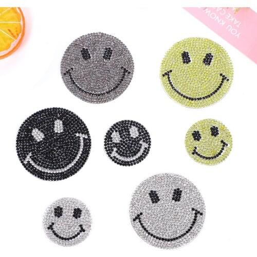 1 Piece 5.5*5.5cm/3.5*3.5cm Smiley Face Diamond Patch Hot Melt Bottom Socks Clothing Bag Cloth Paste DIY Accessories