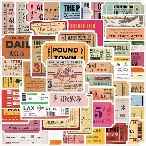 10/30/50PCS Retro Air tickets Graffiti Stickers Waterproof Fridge Guitar Laptop Motorcycle Skateboard Decal Joke Kid Toy Gift