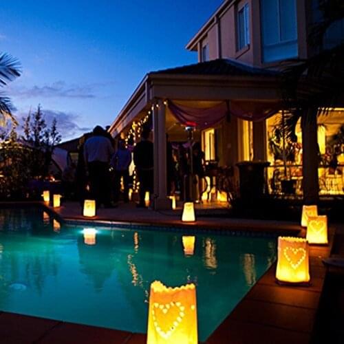 10Pcs/Pack Hollow Out White Romantic Wedding Tea Light Holder Paper Candle Lantern Candle Bags Wedding Party Decoration Supplies