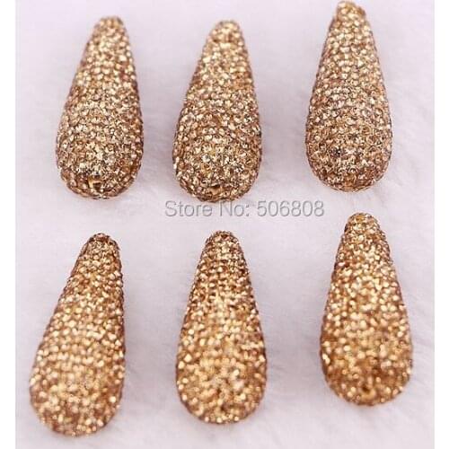 10PCS Drop Shape Crystal Rhinestone Pave Zircon Micro Pave Bead Fashion Jewelry Findings