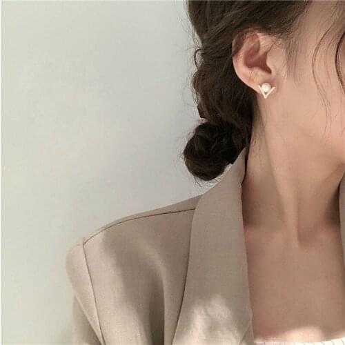 12 PCS/lot Simulated Pearl V Shape Stud Earrings for Women Jewelry Earings Cute Crystal Pendientes