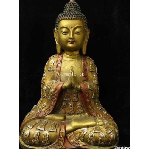 16'' bronze gild colored drawing Vairocana Sakyamuni tathagata buddha statue