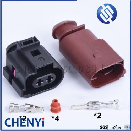 2 sets 2 Pin 3.5mm female or male auto sensor wiring harness plug 1J0973722A CAR electrical waterproof horn plug 1J0 973 722 A