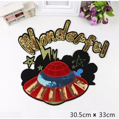 2pcs/set Wonderful Cosmos Stars Sequined Patches Sew on Embroidery Patch Badge DIY Garment Accessories Fashion Appliques2018 new