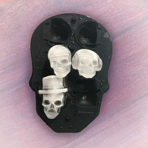 6 Grids Silicone Ice Cube Tray 3D Skull Shape Mold Fruit Popsicle Ice Cream Maker For Wine Bar Drinking Accessories