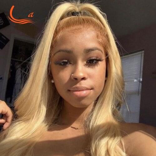 Ombre 4T 613 Blonde HD Transparent Lace Frontal Wigs Glueless Siky Straigt Pre Plucked 13x6 4T Blonde Lace Front Human Hair Wigs