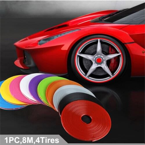 8 Meters Car Wheel Rim Sticker Wheel Decoration Auto Tire Rims Plated Strip Protection Decoration Car Accessories