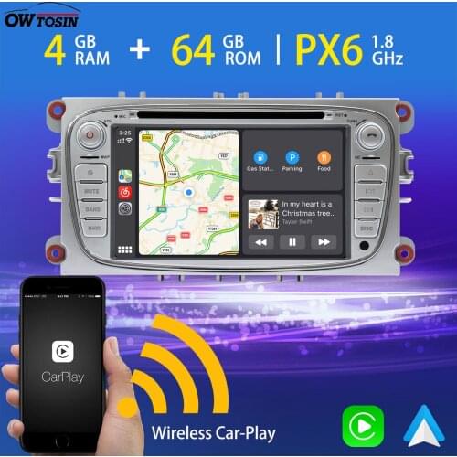 PX6 4G+64G Android 10.0 Car DVD Multimedia Player For Ford S C Max Mondeo Focus Galaxy GPS Navigation Radio Carplay TDA7850 DSP