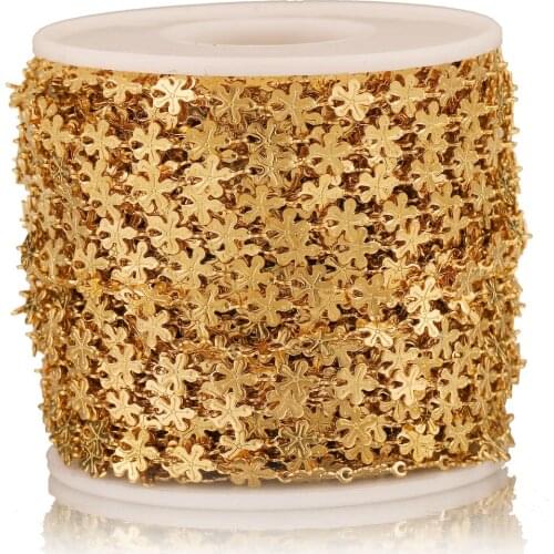 1M Stainless Steel 5.5mm Gold Flower Chain Colorful Gold Chains for DIY Anklet Bracelet Necklaces Jewelry Making Supplies