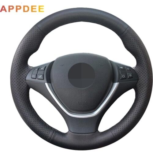 Handsewing Black Artificial Leather Steering Wheel Covers for BMW X6 E71 2008-2014 E70 X5 2008-2013