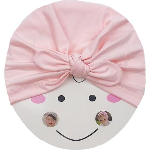 Bow Kids Toddler Beanie Cap Baby Hat Soft Solid Cotton Baby Accessories Turban Children Girl Bonnet Cap Spring Autumn Cap