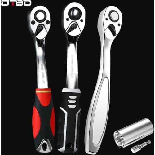 1/4" 3/8" 1/2" Cr-V Steel Torque Ratchet Wrench 45/72 Teeth Auto Quick Release Professional Labor Saving Wrench for for Sockets