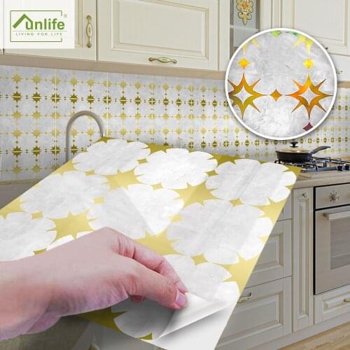 Funlife® Gilding Star Mosaic Tile sticker Peel & Stick Removable Self-Adhesive kitchen Wallpaper Kitchen Backsplash Waterproof
