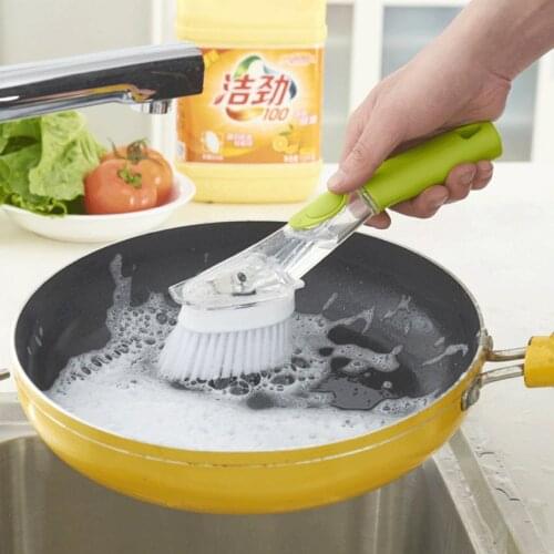 Hydraulic Washing Pan Dish Bowl Cleaning Brush Automatic detergent added to decontaminate Detachable Handle Kitchen supplies