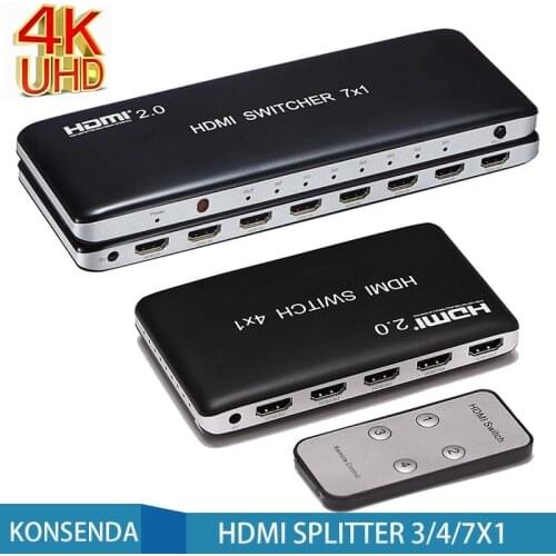 4K 60HZ HDMI Switch 7x1 4x1 3x1 HDMI 2.0 Switcher Audio Video Converter w/ IR Remote 3D for PS3 PS4 XBOX Computer PC to TV HDTV