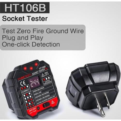 HT106B HT106D HT106E Digital Display Socket Tester Plug Polarity Phase Check Detector Voltage Test Multi-function Electroscope