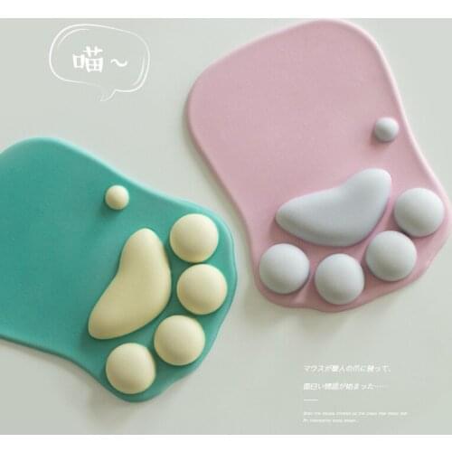 3D Mouse Pad Soft Silicone Cute Cat Paw Mouse Mat Memory Foam Wrist Rests Cushions Mousepad for Kids Laptop Computer Mousepad