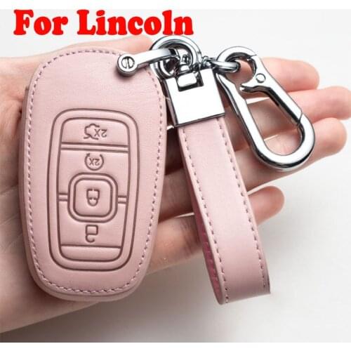 Leather Car Remote Key Cover Case Fob For Lincoln MKZ MKC MKX For Ford Fusion Mondeo Mustang F150 Edge Explorer Accessories